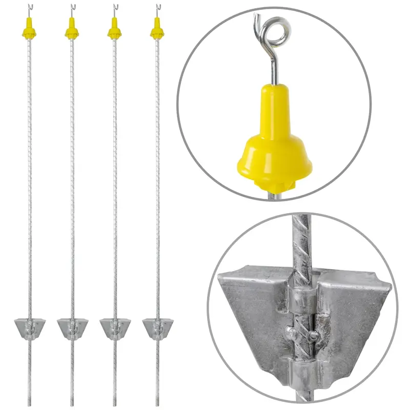 30x Federstahlpfahl Profi 108cm mit Kopfisolator & Trittblech für Litzen & Seile bis 6mm Kracherpreis