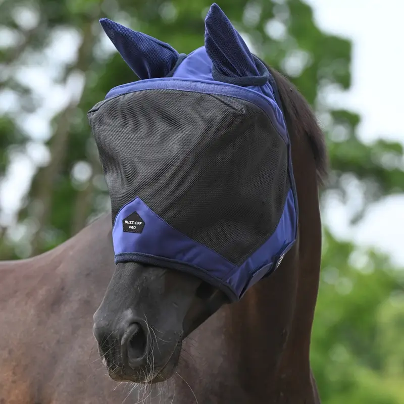Abverkauf Bucas Buzz-Off Pro XS Fliegenmaske mit Ohren, navy-schwarz