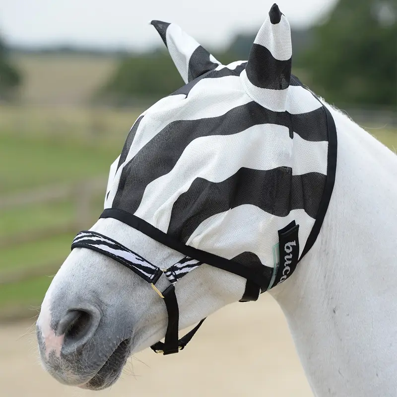 Bucas Buzz-Off Zebra L, Fliegenmaske mit Ohren Sichere Zahlung