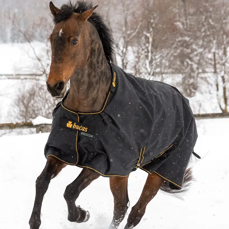 Sonderaktion Bucas Irish Turnout Light 50g High Neck, 125cm, Pferdedecke, schwarz-gold