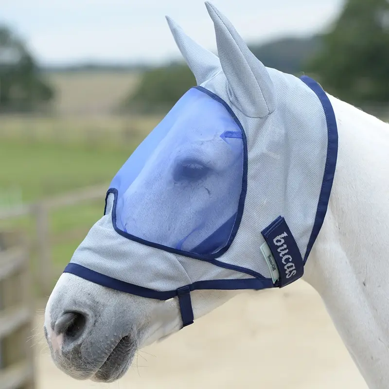 Bucas Buzz-Off Deluxe XL Fliegenmaske mit Ohren, blau Expressversand