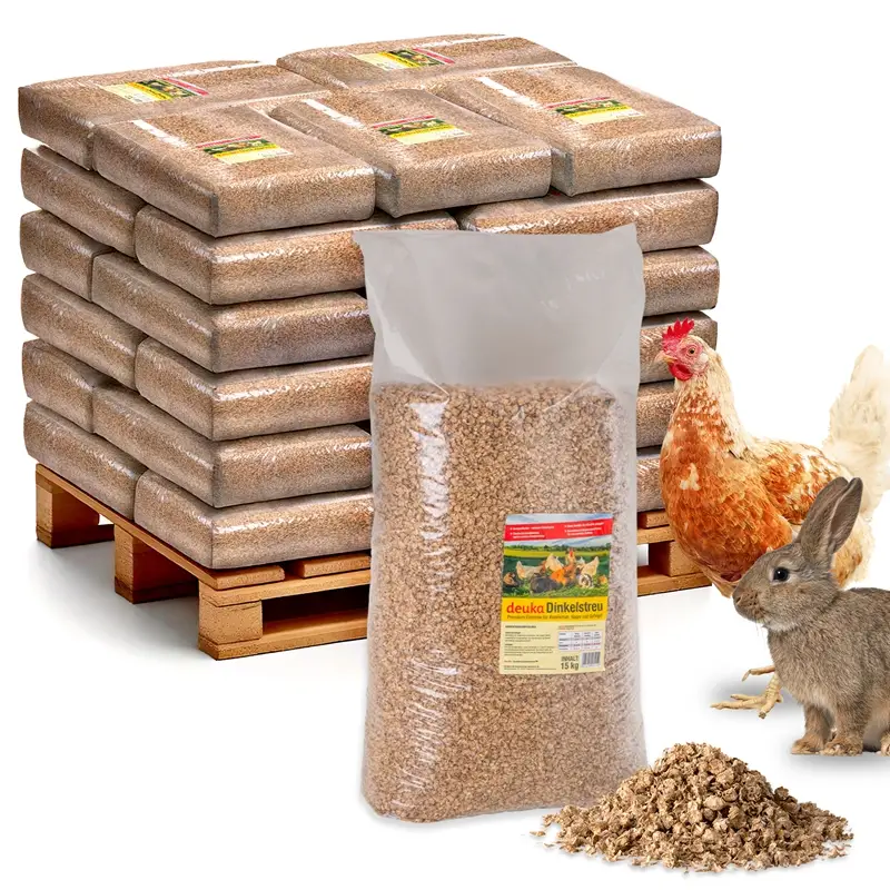 Sale Palette Deuka Dinkelstreu, Premium-Einstreu für Kaninchen und Geflügel, 36 x 15kg