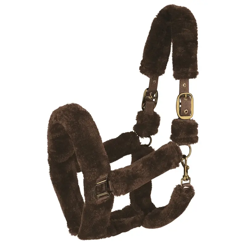 Heißes Angebot Waldhausen Halfter Cozy komplett mit Kunstfell, braun, Pony
