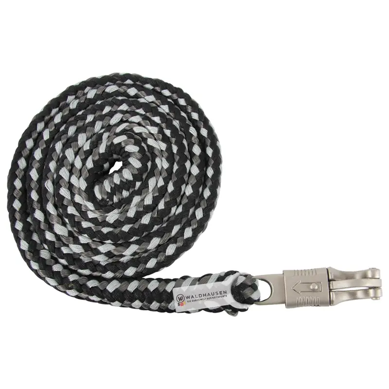 Saisonangebot Waldhausen Anbindestrick Plus, Panikhaken, geflochten, 2m, schwarz/grau