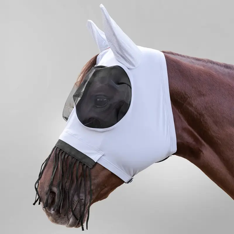 Waldhausen Fliegenmaske Puck mit Nasenfransen, silbergrau, Pony Highlight