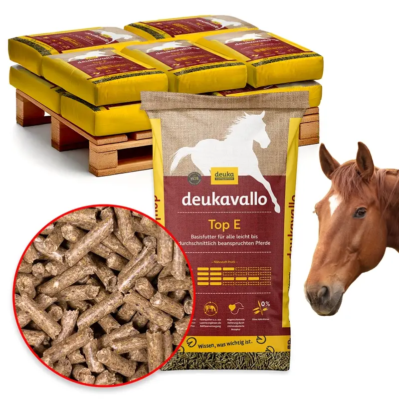 Mega-Angebot deukavallo Top E 10x25kg - stärkereduziertes Basiskrippenfutter mit Luzernegrünmehl für Pferde