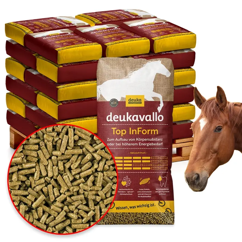 Garantierte Lieferung deukavallo Top InForm 30x25kg - Ergänzungsfutter für schwerfuttrige und sportlich aktive Pferde
