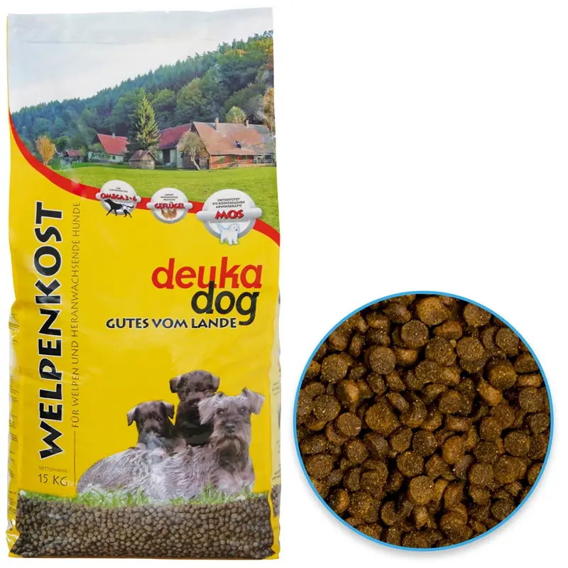 Neue Ware deuka dog Welpenkost 15kg - Trockenfutter für Welpen & Junghunde mit Geflügel & MOS