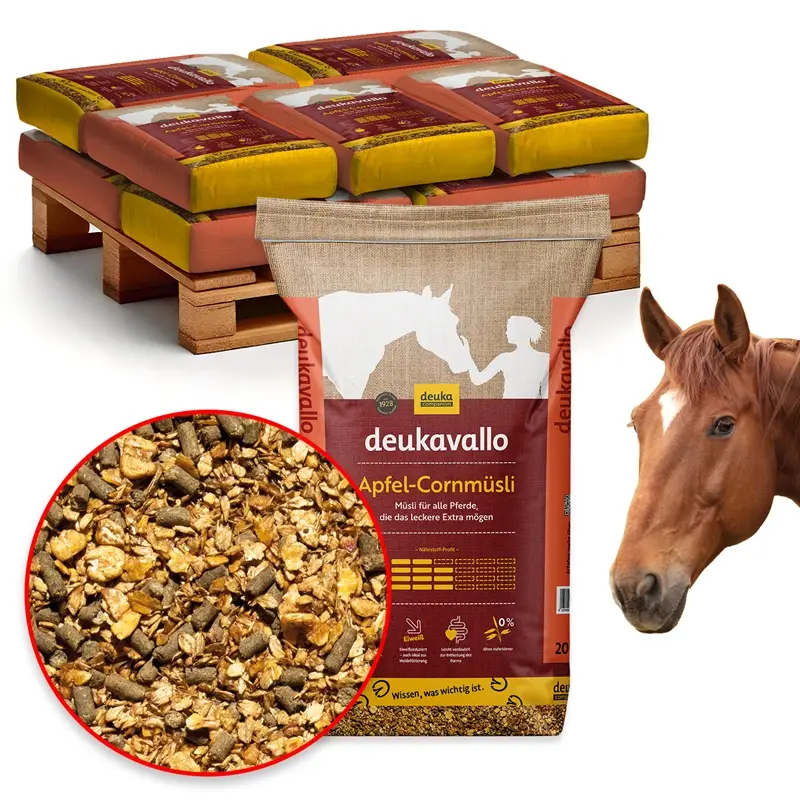 deukavallo Apfel-Cornmüsli 12x20kg - Krippenfutter mit Apfelstücken, haferfrei, eiweißreduziert Preisreduziert