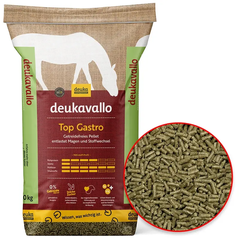 deukavallo Top Gastro 20kg - pelletiertes Kraftfutter mit reduziertem Stärke- und Zuckergehalt Preiswert