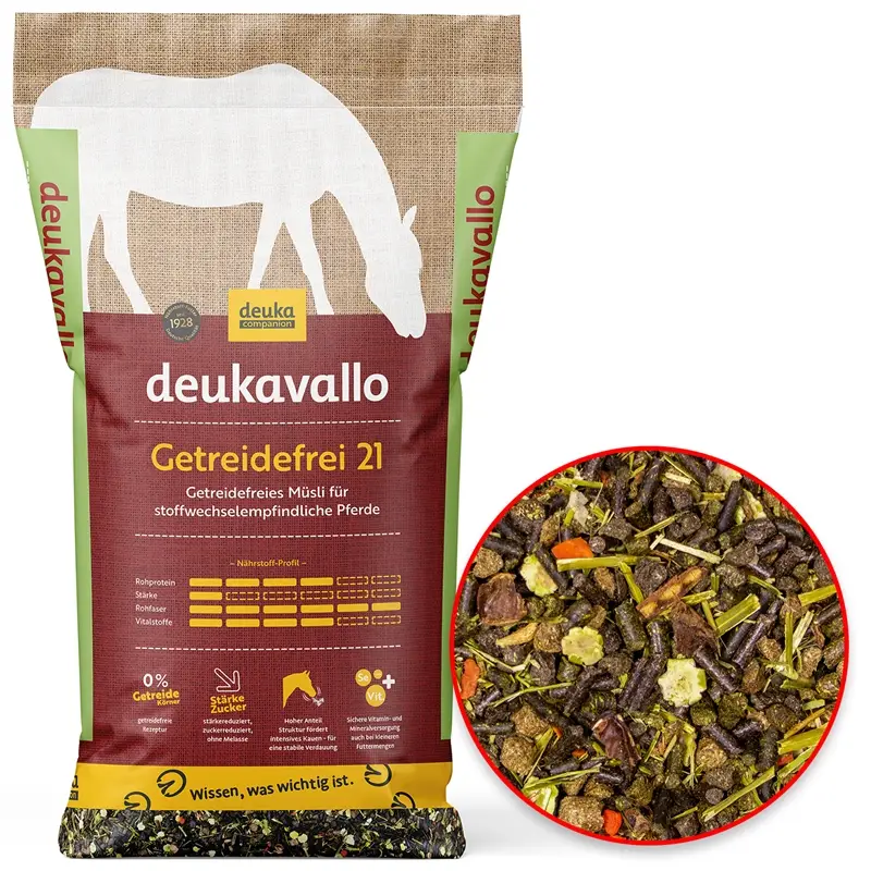 deukavallo Getreidefrei 21, 21kg - getreidefreies Müsli, stärke- und zuckerreduziert, für Pferde Sonderaktion