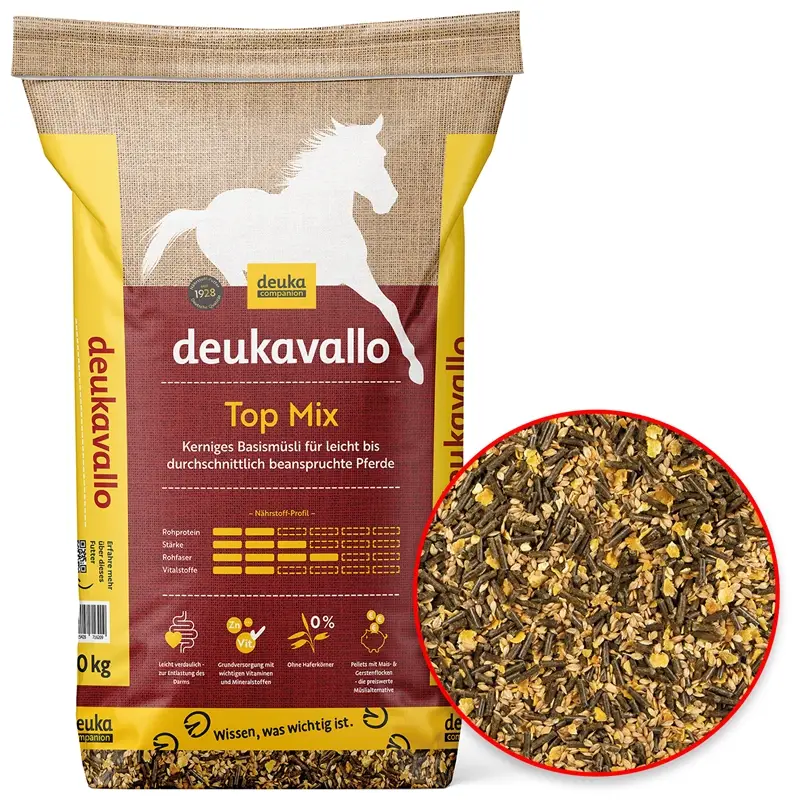 deukavallo Top Mix 20kg - Müslifutter für Pferde bei leichter bis mittlerer Arbeit Online Kaufen