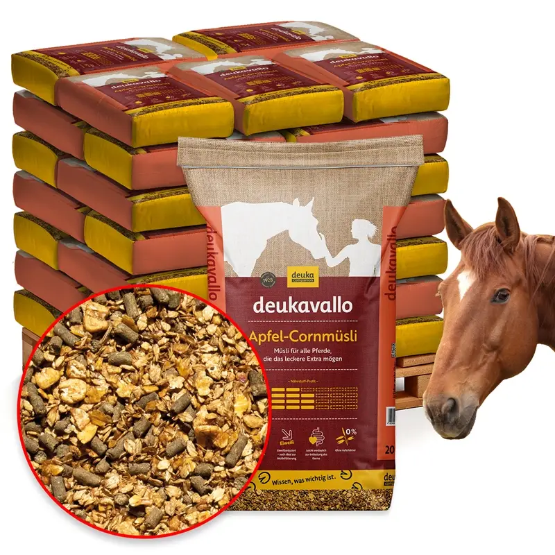 deukavallo Apfel-Cornmüsli 36x20kg - Krippenfutter mit Apfelstücken, haferfrei, eiweißreduziert Neu