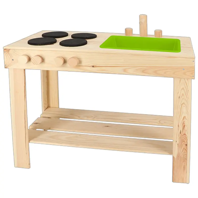 Neuheit Matschküche S, Spielküche aus Holz für Kinder, Kinderküche outdoor mit Spülbecken