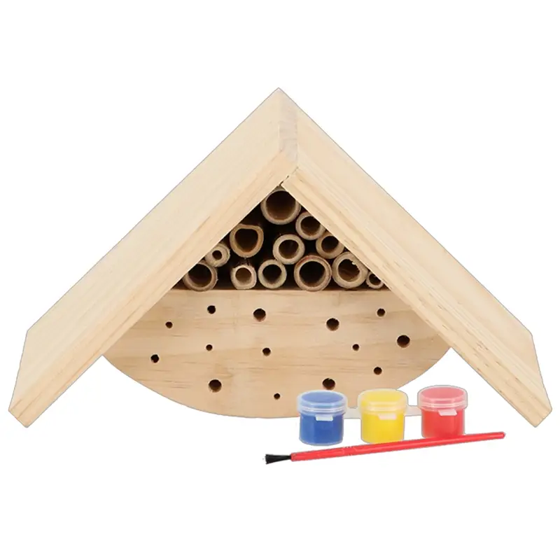Highlight Insektenhotel DIY zum Selbstbemalen, Kreativset für Kinder, mit Farben und Pinsel, Holz-Insektenhaus