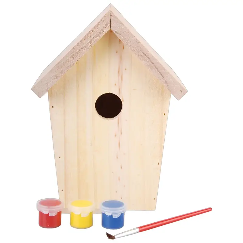 Nistkasten zum Selbstbemalen, Holz-Vogelhaus Set mit Farben und Pinsel, DIY Zertifiziert