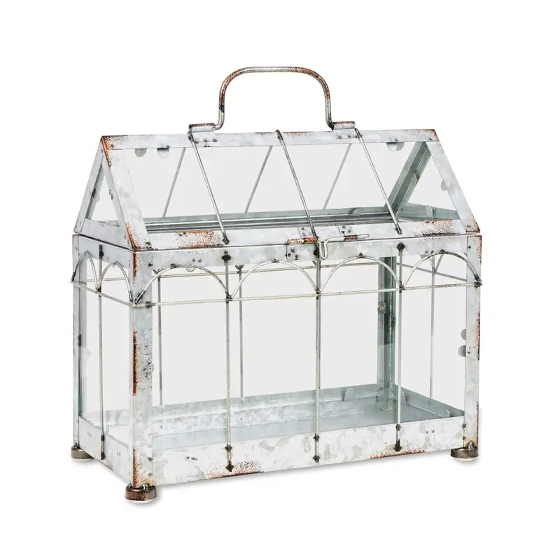 Direkt Vom Hersteller Gewächshaus S im Vintage-Stil aus Eisen & Glas, 29,2x15,3x30,5cm