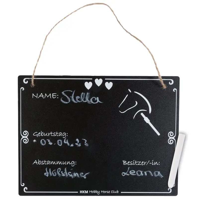 Neue Ware HKM Boxenschild Hobby Horsing für Kinder, beschriftbar mit Kreide, Namensschild