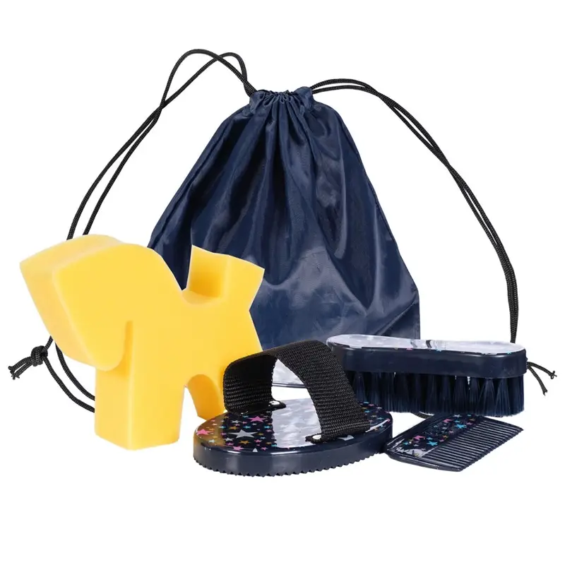 Highlight HKM Putzset Hobby Horsing für Kinder, mit Tasche & Zubehör, Sternchendruck, für Steckenpferde