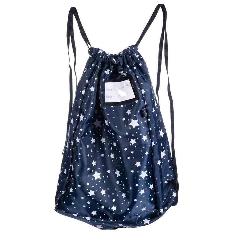 Schnäppchen HKM Transportbeutel für Hobby Horse, Rucksack für Steckenpferd, mit Namensetikett, navy/stars