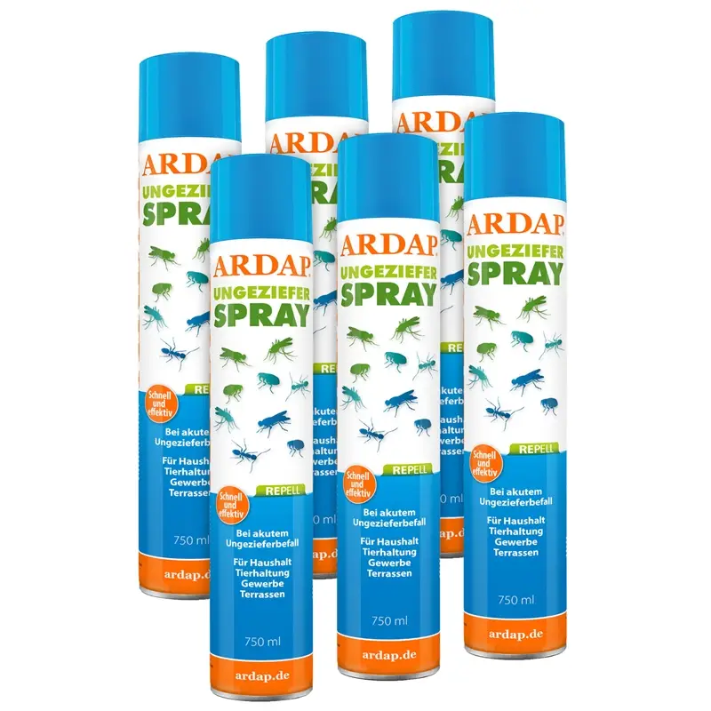 Angebot ARDAP® Repell Ungezieferspray 6x 750ml zur Insektenabwehr - für Haushalt, Gewerbe & Tierhaltung