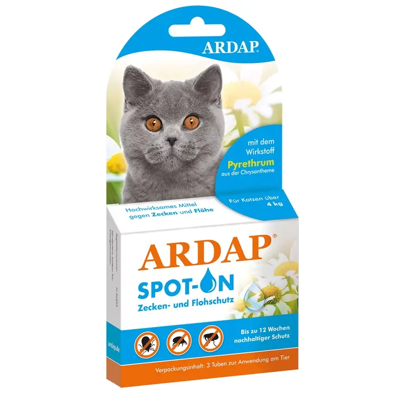 Angebot ARDAP® Spot-On Zecken- und Flohschutz für große Katzen über 4kg - 3 Tuben je 0,8ml