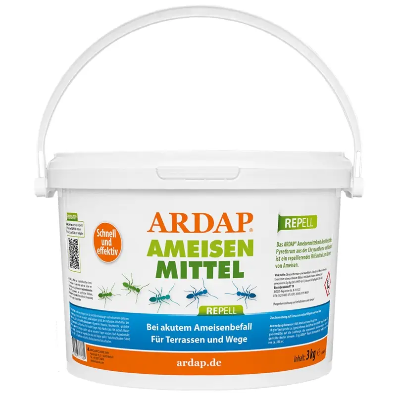 Günstig ARDAP® Repell Ameisenmittel 3kg - Streumittel zur Abwehr von Ameisen auf Terrassen & Wegen