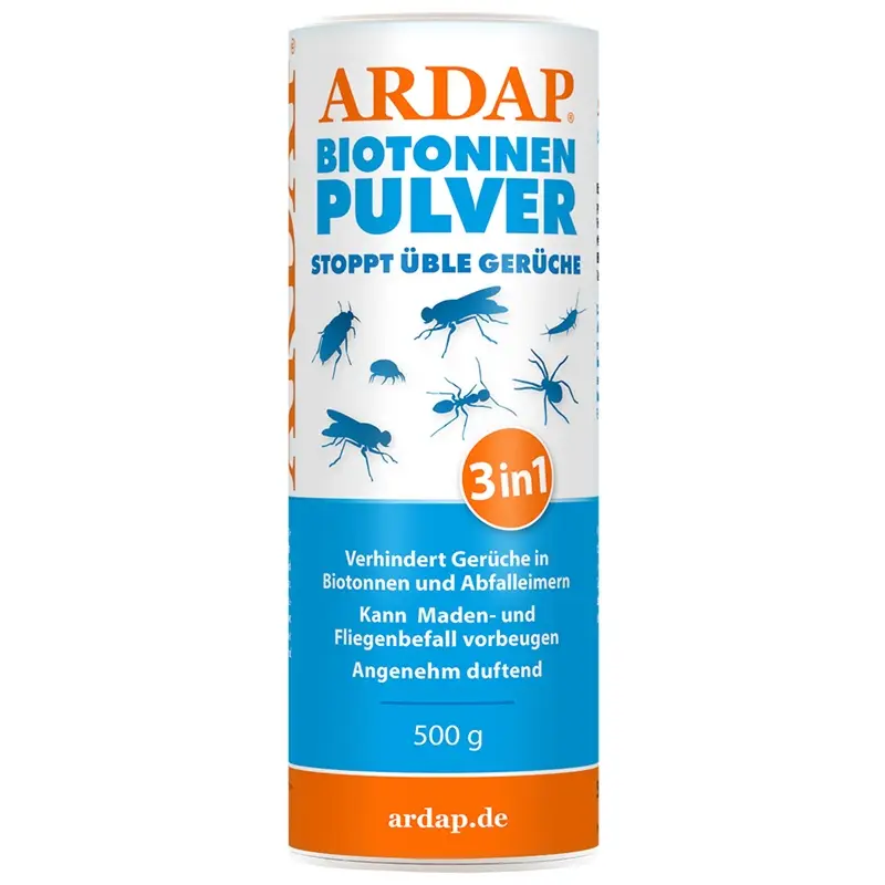 ARDAP® Biotonnenpulver 500g - zum Schutz vor Maden & gegen Gerüche, Citrusduft, biologisch abbaubar Neue Ware